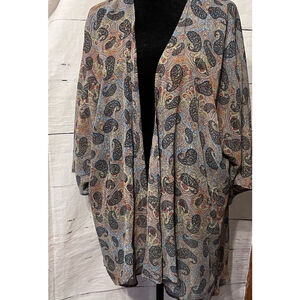 LuLaRoe Paisley Kimono Multicolored Green/Blue Light Weight EUC